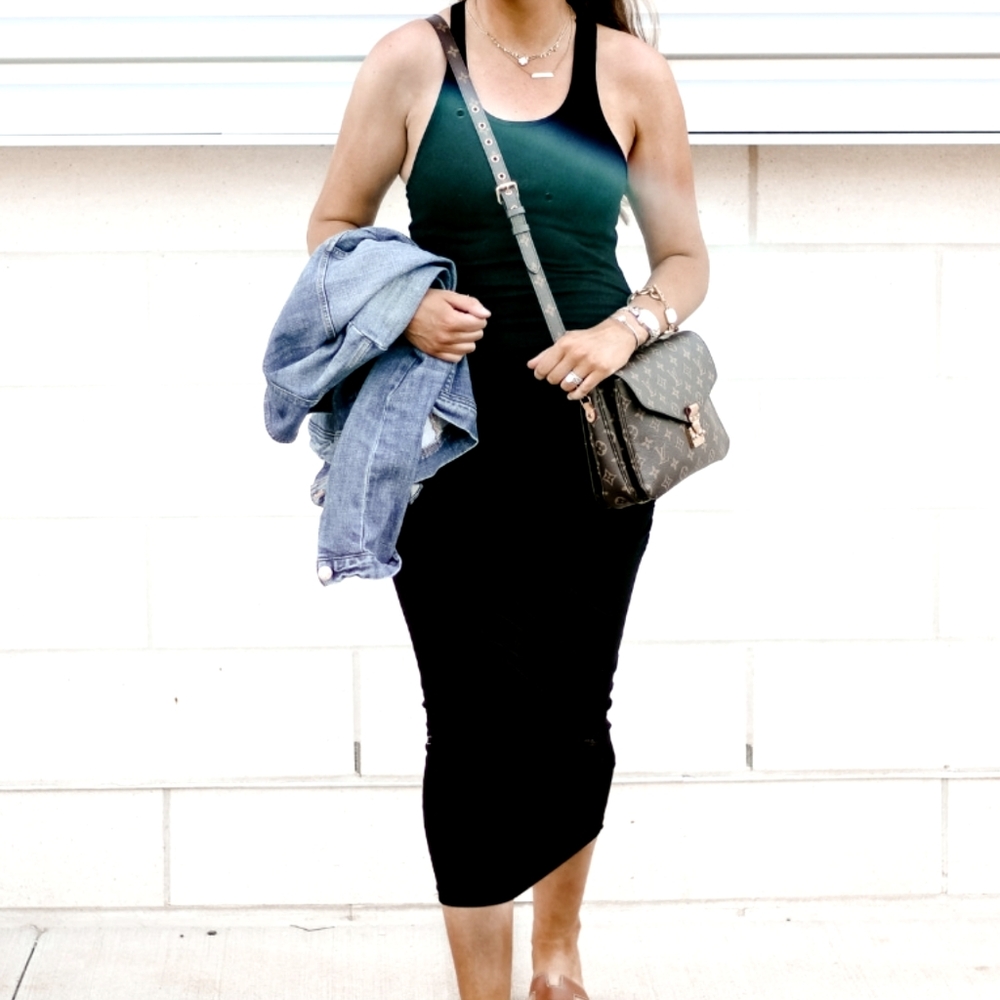 Michael Stars dress black ruched racerback small